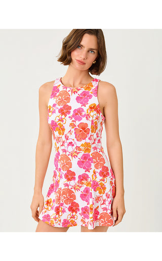 UPF 50+ Luxletic Westley Active Dress - Resort White Pansy Fansy