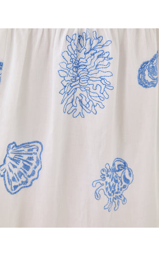 Zanna Embroidered Cotton Midi Dress - Resort White Castaway Embroidery