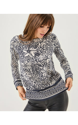 Tamika Top - Onyx Lots To Spot Engineered Knit Top
