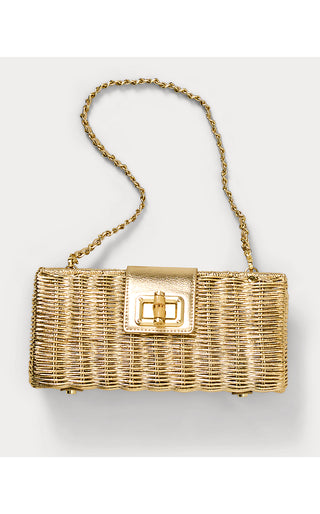 Leena Wicker Clutch - Gold Metallic