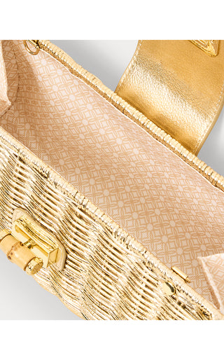 Leena Wicker Clutch - Gold Metallic