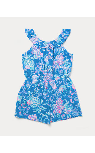 Girls Yardley Romper - Sunwashed Blue Citrus Crush