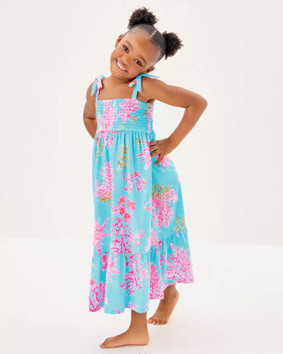 Girls Mini Kailua Maxi Dress - Multi Royal Coral