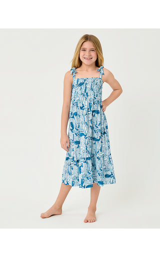 Girls Mini Kailua Maxi Dress - Nassau Blue Thar She Blows