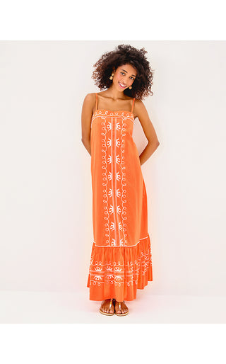 Rozalie Maxi Dress - Papaya Frond Fantasy Embroidery