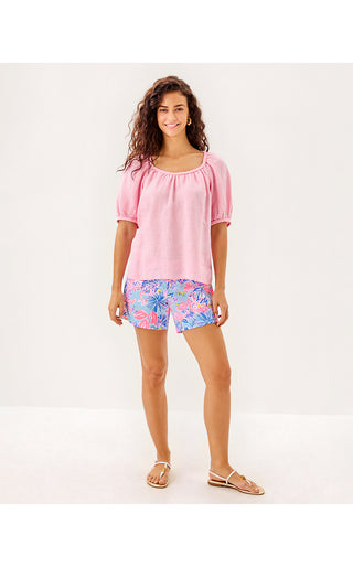 Calais Short Sleeve Top - Conch Shell Pink X Resort White