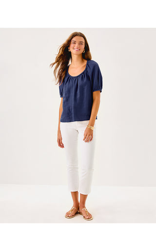 Calais Short Sleeve Top - Sapphire Pool