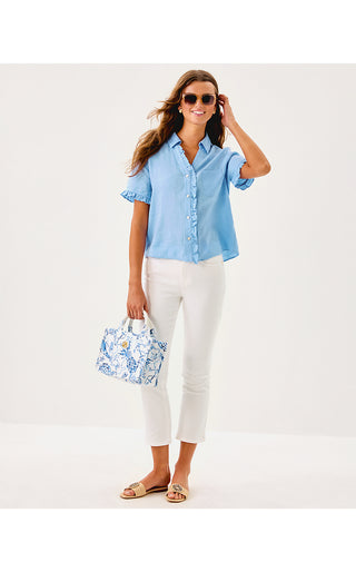 Carden Ruffle Top - Jacaranda Blue