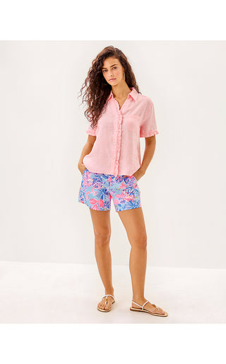 Carden Ruffle Top - Sorbet Pink X Resort White