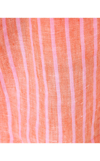 Carden Ruffle Top - Sunset Orange X Conch Shell Pink Saint Tropez Stripe