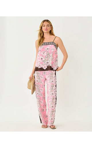 Vianna Silk Palazzo Pant - Coco Beach Wildness Engineered Pant