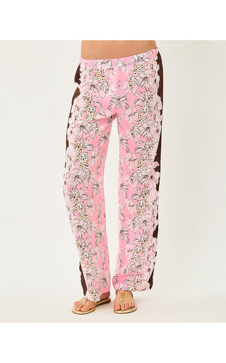 Vianna Silk Palazzo Pant - Coco Beach Wildness Engineered Pant