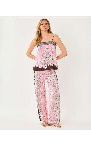 Vianna Silk Palazzo Pant - Coco Beach Wildness Engineered Pant