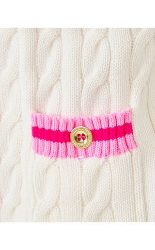 Brockton Polo Cardigan - Coconut X Pink Bliss Tipping