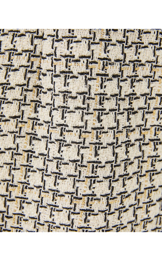 Brenda Boucle Dress - Coconut Lurex Houndstooth Boucle