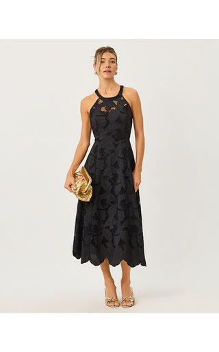 Denise Lace Midi Dress - Noir Sway With Me Scalloped Lace
