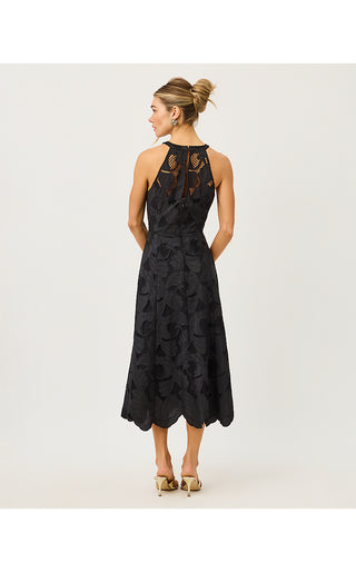 Denise Lace Midi Dress - Noir Sway With Me Scalloped Lace