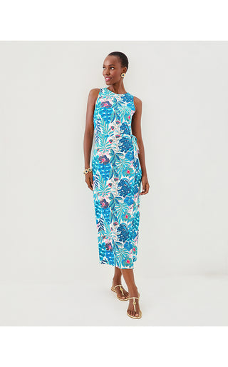 Estela Midi Dress - Breezy Aqua Best Fronds Forever