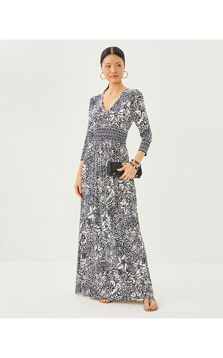 Roslynne Maxi Dress - Onyx Lots To Spot Engineered Knit Maxi