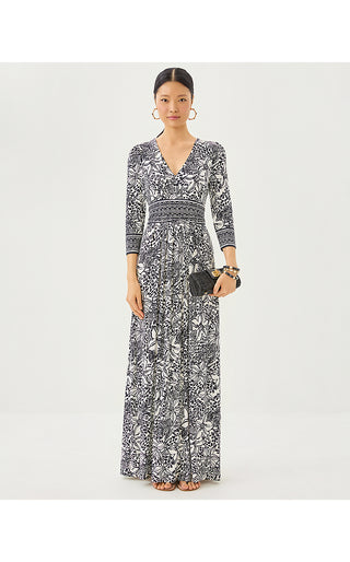 Roslynne Maxi Dress - Onyx Lots To Spot Engineered Knit Maxi