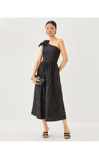 Lynsi Midi Dress - Noir Sunset Bloom Embroidered Organza
