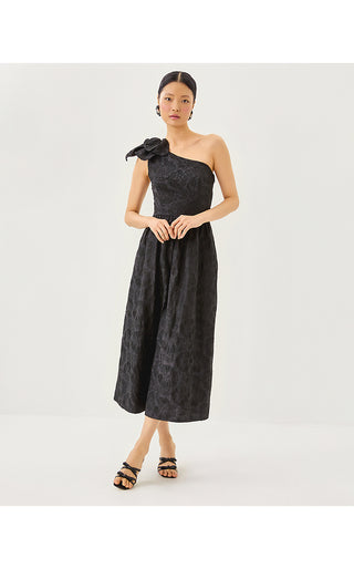 Lynsi Midi Dress - Noir Sunset Bloom Embroidered Organza