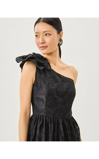 Lynsi Midi Dress - Noir Sunset Bloom Embroidered Organza