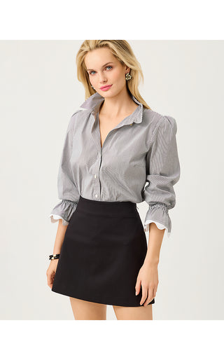 The Ricrac Lilly Shirt - Noir Mirror Shirting Stripe