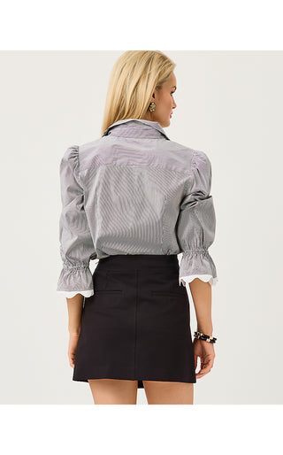 The Ricrac Lilly Shirt - Noir Mirror Shirting Stripe