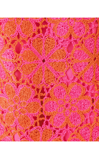 Cortney Crochet Shift Dress - Cherry Blossom Pink X Sunset Orange Full Bloom
