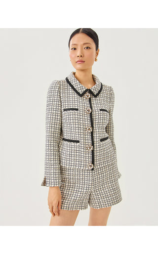 Kalara Boucle Jacket - Coconut Lurex Houndstooth Boucle