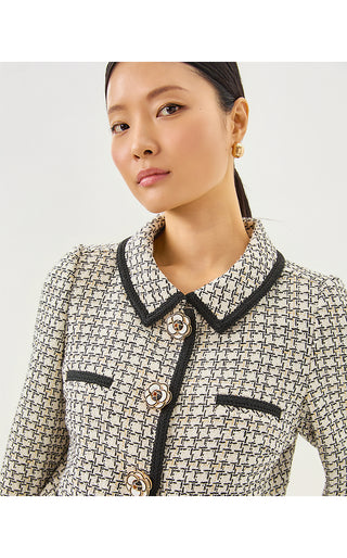 Kalara Boucle Jacket - Coconut Lurex Houndstooth Boucle