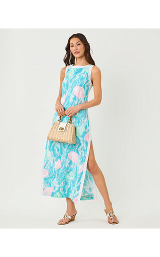 Eleanora Maxi Shift Romper - Capri Blue Oversized Shelden