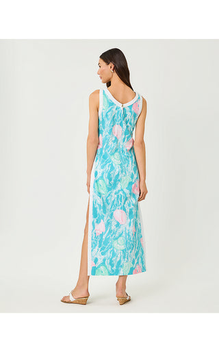 Eleanora Maxi Shift Romper - Capri Blue Oversized Shelden