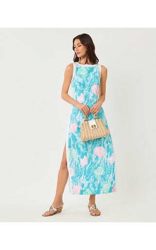 Eleanora Maxi Shift Romper - Capri Blue Oversized Shelden