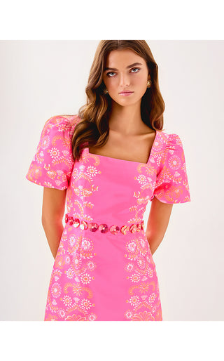 Cohen Skirted Romper - Sunkissed Pink Breezy Palm Engineered Romper