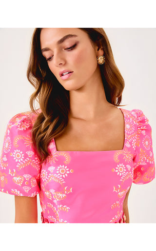 Cohen Skirted Romper - Sunkissed Pink Breezy Palm Engineered Romper