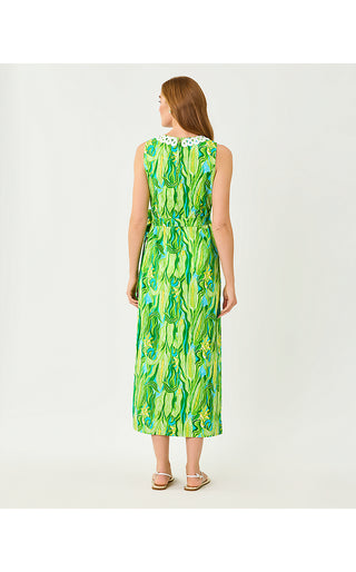 Fresia Stretch Maxi Shift Dress - Turquoise Tide Sweet Corn
