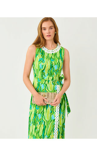 Fresia Stretch Maxi Shift Dress - Turquoise Tide Sweet Corn