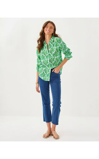 Sea View Linen Button Down Top - Kitts Green Shady Babe