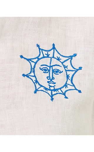 Sea View Linen Button Down Top - Resort White Throw Me A Line Embroidery