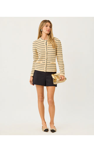 Maysen Cardigan - Heathered Wicker Tan Beachy Stripe