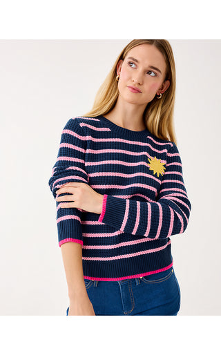 Jovienne Sweater - Low Tide Navy Shine Bright Stripe