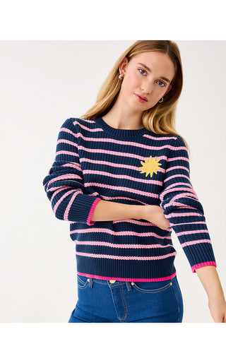 Jovienne Sweater - Low Tide Navy Shine Bright Stripe
