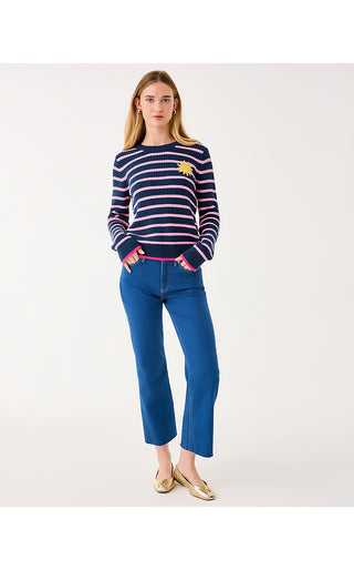 Jovienne Sweater - Low Tide Navy Shine Bright Stripe