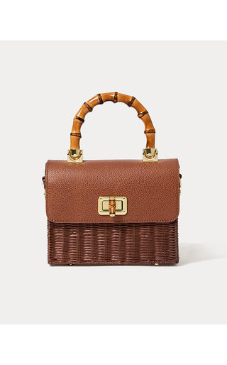 Maura Wicker Top Handle Bag - Brown