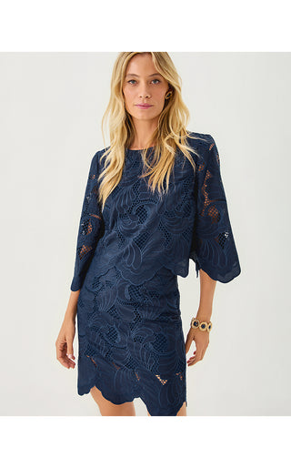 Debra Lace Skirt - Low Tide Navy Sway With Me Scalloped Lace