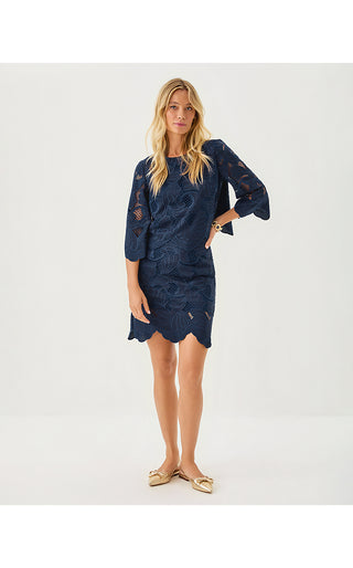Debra Lace Skirt - Low Tide Navy Sway With Me Scalloped Lace
