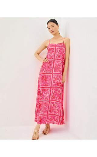 Jesslyn Silk Maxi Slip Dress - Sun Shell Pink Big Party Engineered Woven Maxi