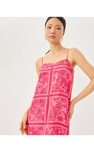 Jesslyn Silk Maxi Slip Dress - Sun Shell Pink Big Party Engineered Woven Maxi